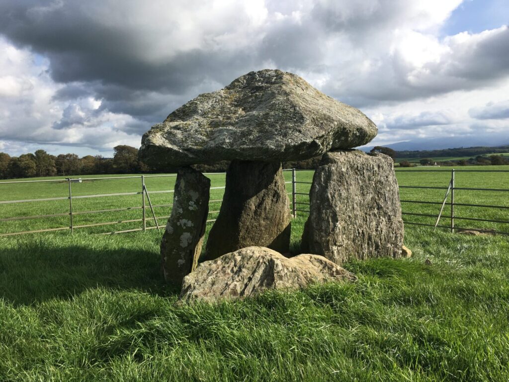 Bodowyr burial chamber, seeen on our Prehistoric Anglesey Bike Tour.