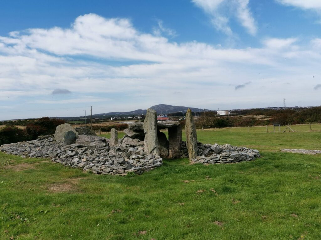 Trefignath prehistoric burial chamber, visited on Prehistric Ynys Cybi Bike Tour, Anglesey
